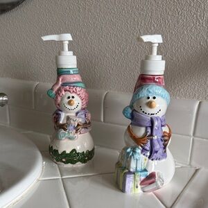 Vintage Festive Snowman Soap Dispensers